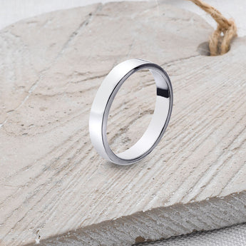 Flat-Shaped Solid Sterling Silver Band - 4mm Wide