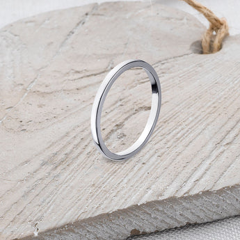 D-Shaped Solid Sterling Silver Band - 2mm Wide