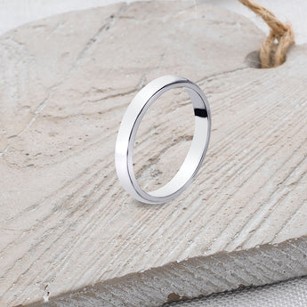 D-Shaped Solid Sterling Silver Band - 3mm Wide