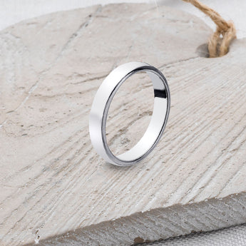 D-Shaped Solid Sterling Silver Band - 4mm Wide