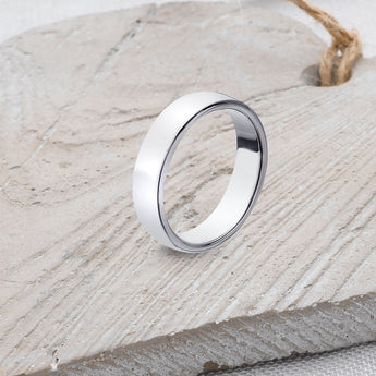 D-Shaped Solid Sterling Silver Band - 5mm Wide