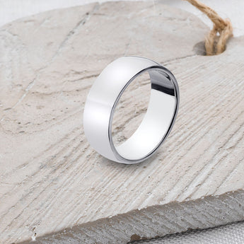 D-Shaped Sterling Silver Band - 9mm Wide